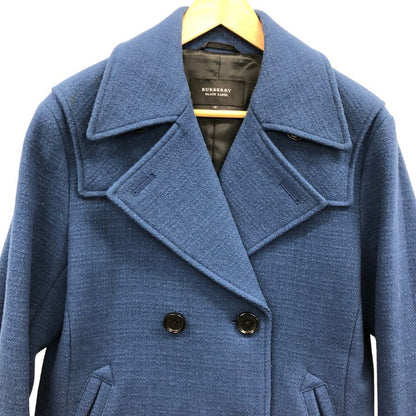 美品◆バーバリー ブラックレーベル ウール Pコート ブルー メンズ Mサイズ BURBERRY BLACK LABEL 【AFA7】