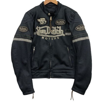 中古■ボンダッチ メッシュジャケット ワッペン 刺繍 ジップ メンズ ブラック サイズM Von Dutch 【AFB26】