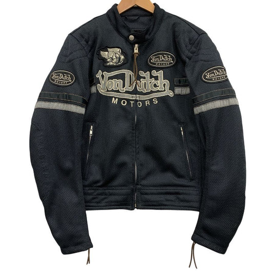 中古■ボンダッチ メッシュジャケット ワッペン 刺繍 ジップ メンズ ブラック サイズM Von Dutch 【AFB26】