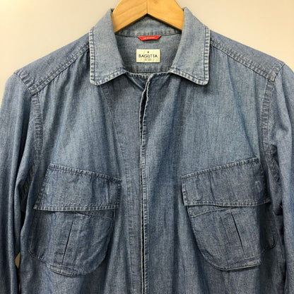 中古◆バグッタ 長袖コットンシャツ アルバニア製 メンズ ブルー サイズ37 BAGUTTA 【AFB2】