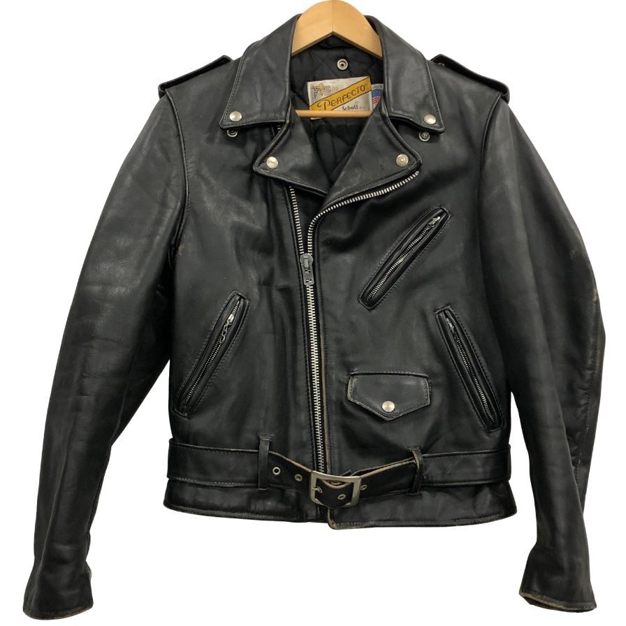 中古◆ショット レザージャケット ライダースジャケット USA製 レザー メンズ ブラック サイズ36 Schott 【AFG1】