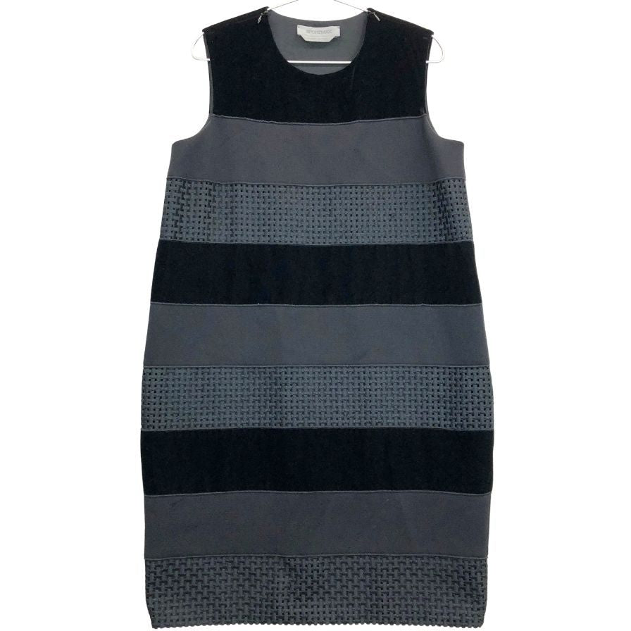 極美品◆スポーツマックス マックスマーラ  ベロア ニット 切替 ノースリーブ ワンピース レディースサイズ L SPORTMAX 【AFB32】
