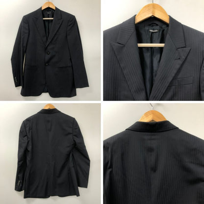 ジョルジオアルマーニ スーツ セットアップ シングル 2B ストライプ ネイビー メンズ サイズ46 GIORGIO ARMANI【AFB48】