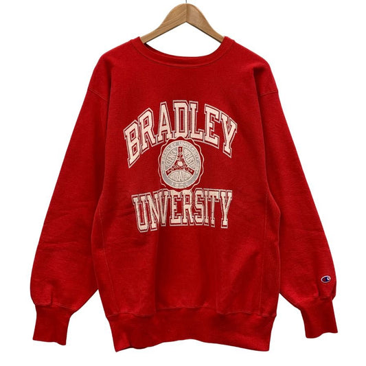 美品◆チャンピオン リバースウィーブ スウェット レッド BRADLEY UNIVERSITY メンズ サイズXXL レッド champion REVERSE WEAVE 【AFB43】