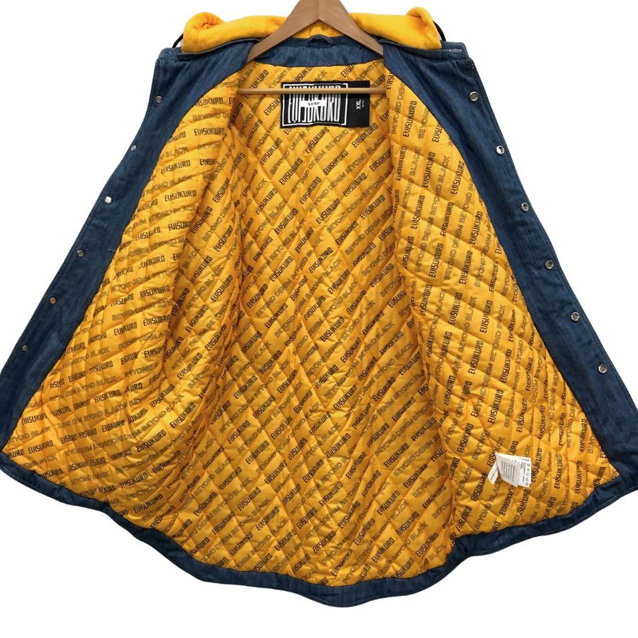 美品◆エヴィス デニムジャケット 中綿 ブルー 裏地ロゴ メンズ サイズXXL EVISU 【AFB56】