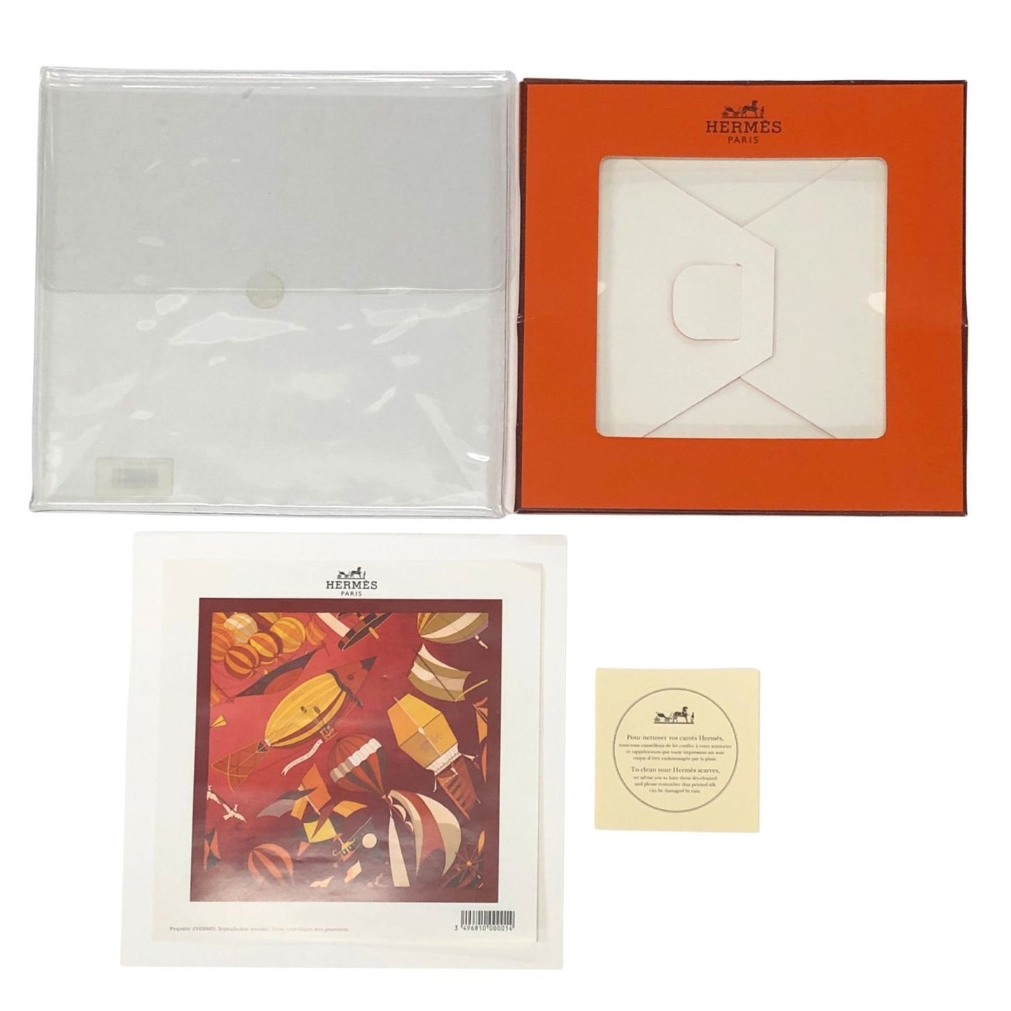 エルメス カレ90 LES FOLIES DU CIEL 大空の狂気 レッド シルク レディース HERMES【AFB53】