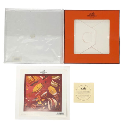 エルメス カレ90 LES FOLIES DU CIEL 大空の狂気 レッド シルク レディース HERMES【AFB53】