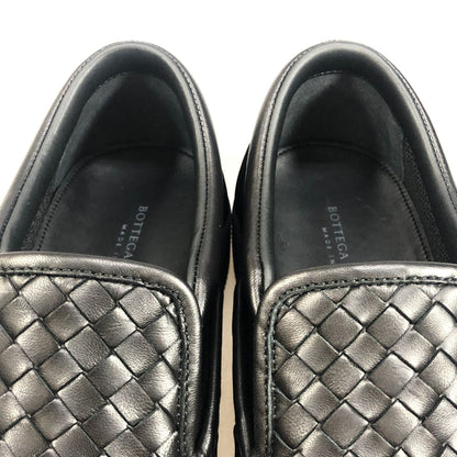 ボッテガ スリッポン イントレチャート レザースニーカー メンズ ブラック サイズ39 BOTTEGA VENETA 約24.5cm【AFD9-2】