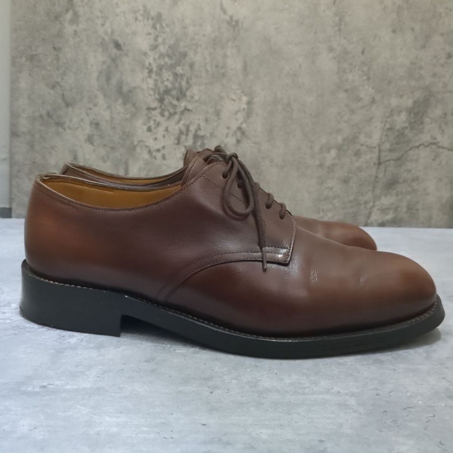 ジョンロブ 旧ロゴ プレーントゥ カーフ ブラウン メンズ サイズUK6E JOHN LOBB ビジネスシューズ 約25.0cm【LA】【中古】