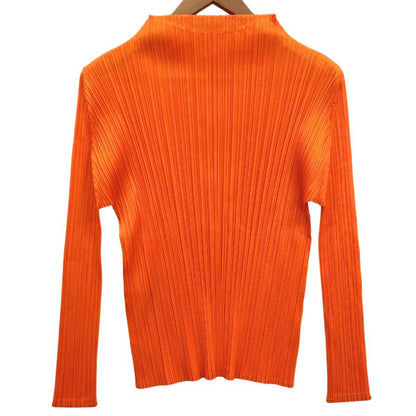 極美品◆プリーツプリーズ イッセイミヤケ ハイネック カットソー PP21-JK111  レディースサイズ 3 オレンジ PLEATS PLEASE ISSEY MIYAKE MADE IN JAPA 【AFB14】