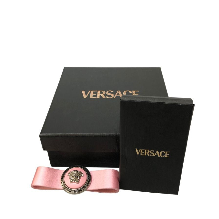 ヴェルサーチ バレッタ ピンク メデューサ シルバー金具 レディース VERSACE