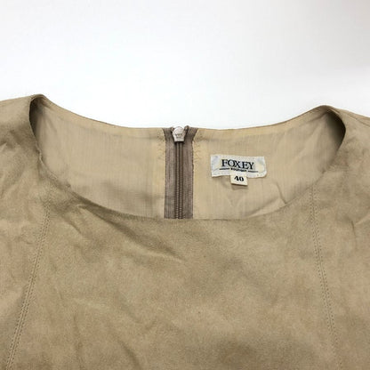 中古■フォクシー ノースリーブ 膝下ワンピース ベージュ 40サイズ フェイクレザー 18790-SOAY12 FOXEY 【AFB24】