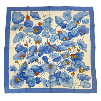 エルメス カレ90 Capucines Blue 金蓮花 スカーフ ブルー HERMES【AFI27】