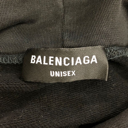 美品◆バレンシアガ プルオーバー パーカー  600583 21AW フロントロゴ ブラック サイズ XXL BALENCIAGA 【AFB28】