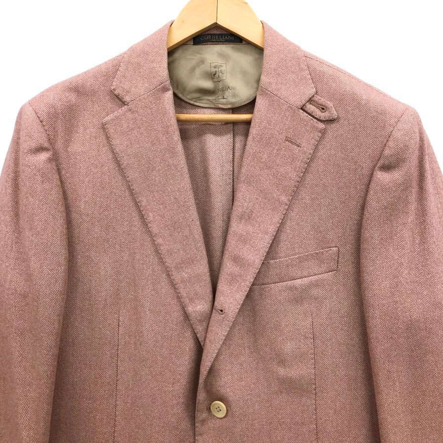 美品◆コルネリアーニ ジャケット シングル ウール アンゴラ混 ピンク サイズ50 メンズ Corneliani 【AFB21】