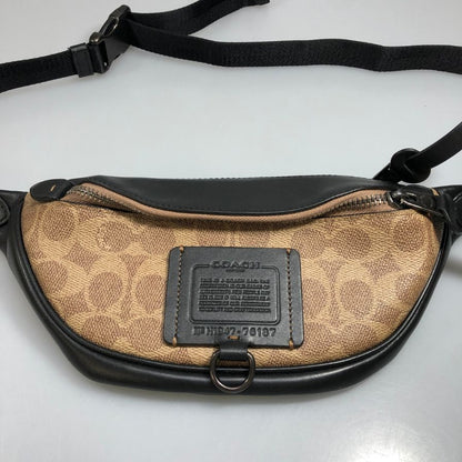 コーチ ウエストバッグ シグネチャー レザー ファスナー ブラウン×ブラック COACH【AFE6】