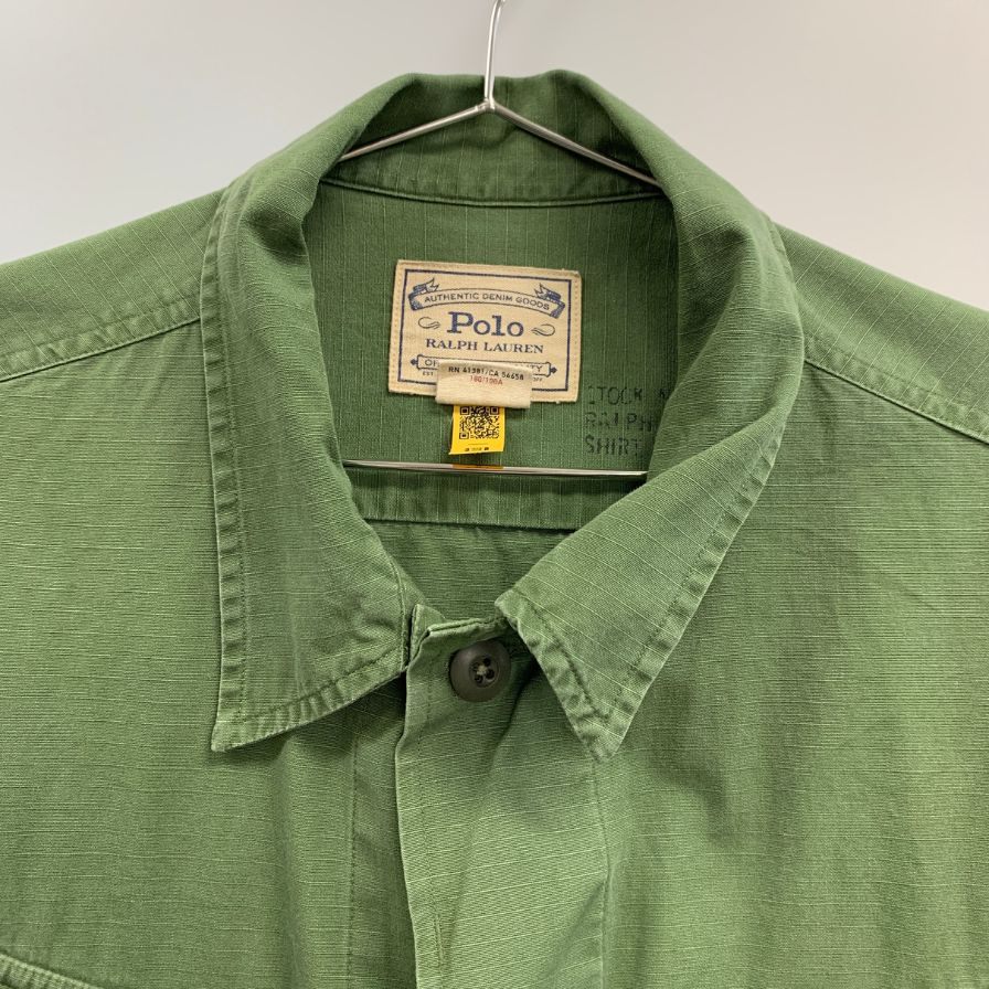 美品◆ポロ ラルフローレン 国内正規 ミリタリーシャツジャケット メンズ サイズL カーキ Polo Ralph Lauren 【AFB33】