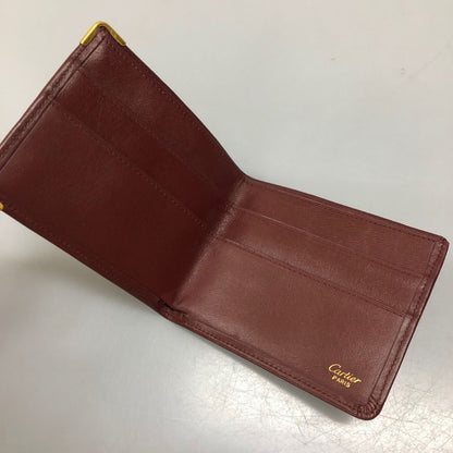 カルティエ マストライン レザー 札入れ 二つ折り財布 ウォレット ボルドー Cartier【AFI19】