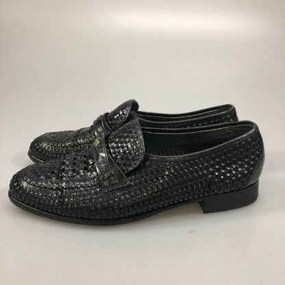 バリー レザーシューズ スリッポン 編み込み ブラック メンズ サイズ7E BALLY 約25.5cm【AFC44-2】