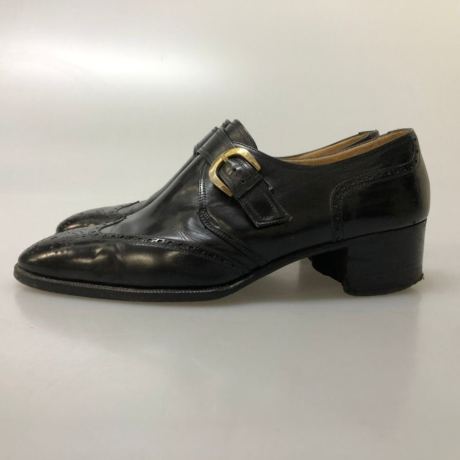 タニノクリスチー ウィングチップ メダリオン シングルモンクストラップ ブラック サイズ6 メンズ TANINO CRISCI 約24.5cm【AFC36】