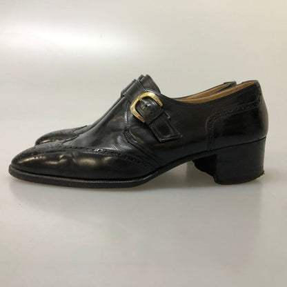 タニノクリスチー ウィングチップ メダリオン シングルモンクストラップ ブラック サイズ6 メンズ TANINO CRISCI 約24.5cm【AFC36】