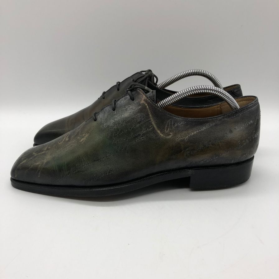 ベルルッティ レザーシューズ ホールカット カリグラフィ パティーヌ メンズ グリーン系 サイズUK6 Berluti 約25.0cm【PTM3】