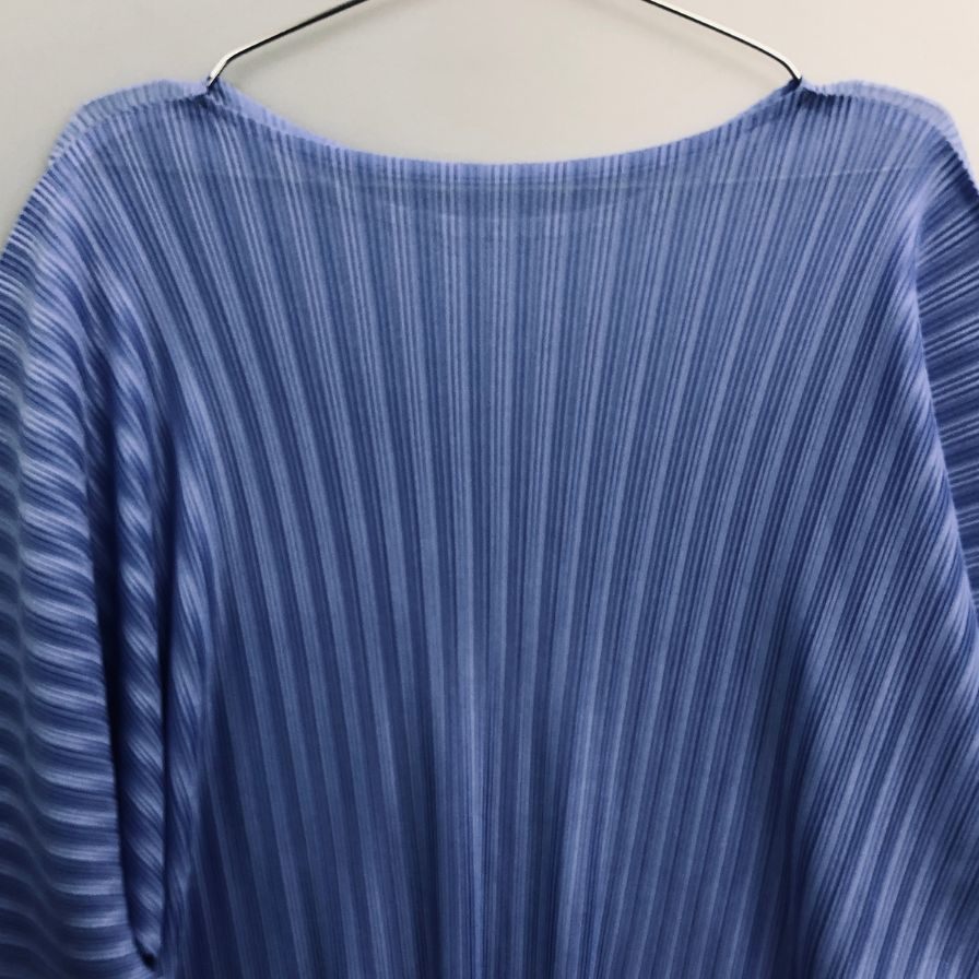 美品◆プリーツプリーズ イッセイミヤケ PP31FK332 リブ プリーツ ブルー系 サイズ3 PLEATS PLEASE 【AFB2】