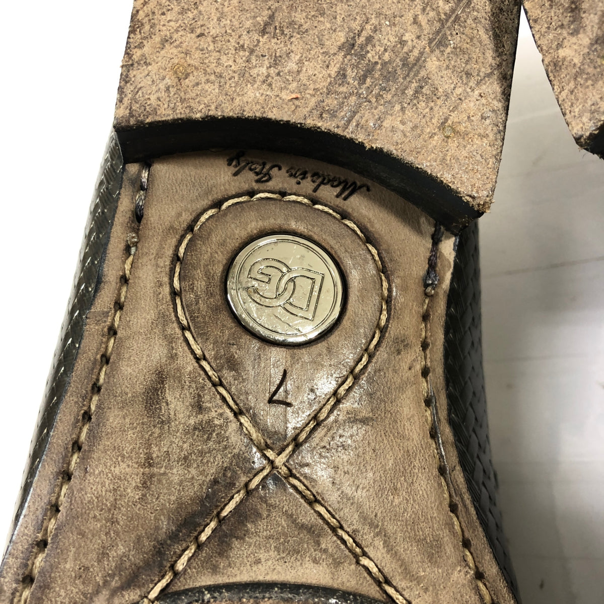 ドルチェ＆ガッパーナ ローファー CA1649 5378 レザー シルバー サイズ7 メンズ DOLCE&GABBANA 約26.0cm【AFC35】