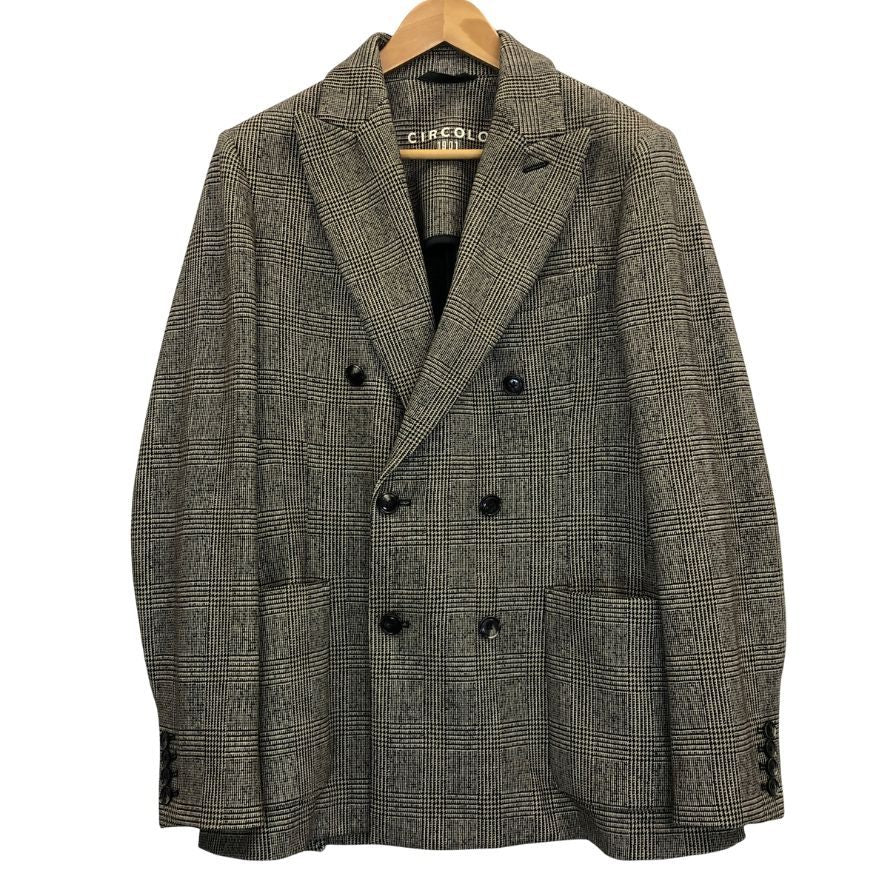 美品◆チルコロ テーラードジャケット 1901 ダブル グレンチェック グレー系 メンズ サイズ 46 CIRCOLO 1901 【AFB30】