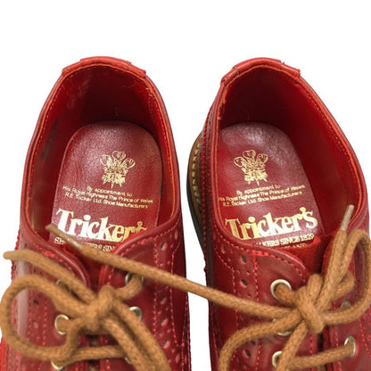 トリッカーズ L5633 カントリーシューズ カーフ スエード レッド UK4ハーフ Tricker’s ビジネスシューズ 約23.0cm【LA】【中古】