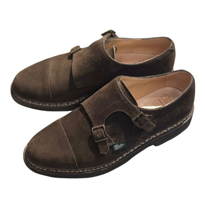 パラブーツ レザーシューズ ダブルモンクストラップ ウィリアム スエード メンズ ブラウン サイズ7.5 Paraboot WILLIAM ビジネスシューズ 約26.0cm【LA】【中古】