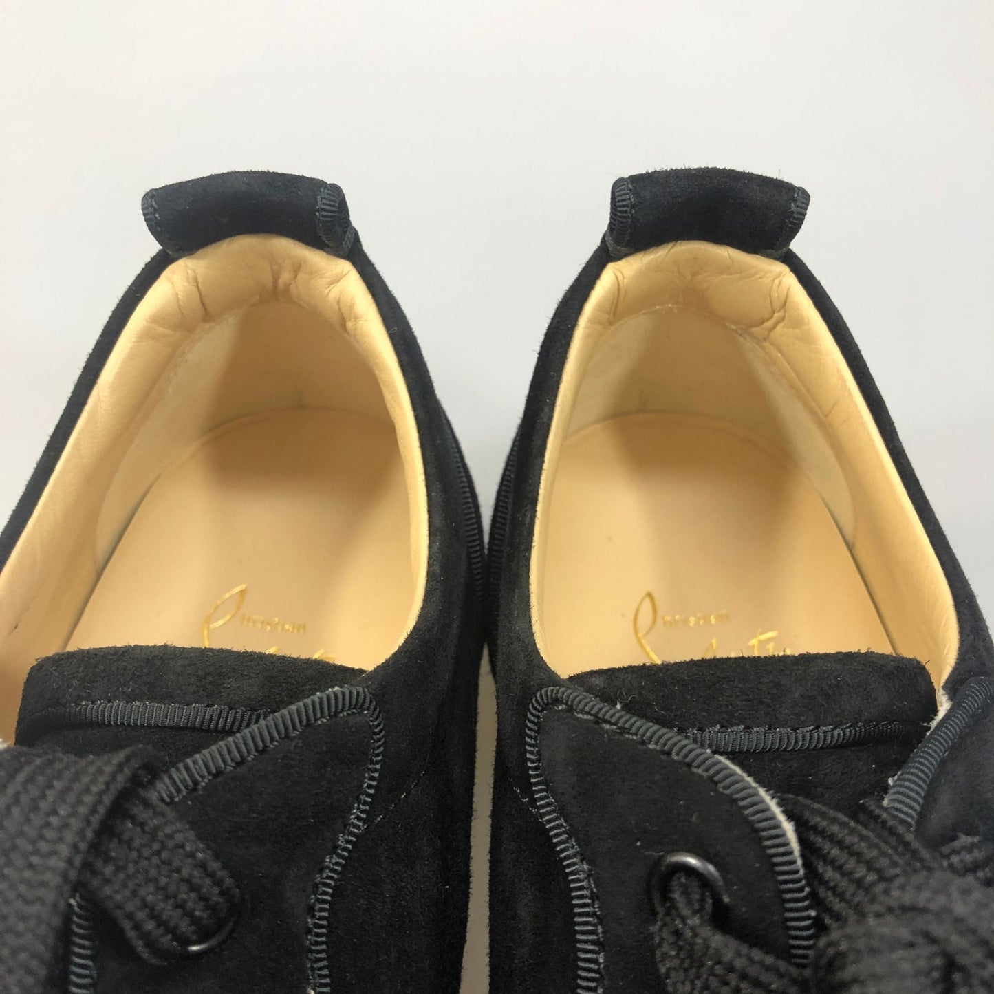 クリスチャンルブタン スニーカー べロア ラインストーン スタッズ メンズ ブラック サイズ40  Christian Louboutin 約25.0cm【AFD40】