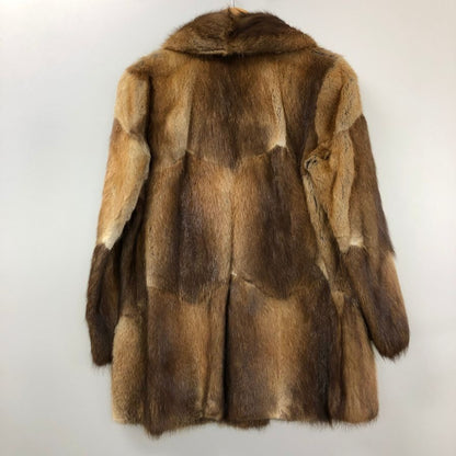 ファーグリーゼ コート ハーフ丈 ブラウン パッチワーク 切替 メンズ サイズ11 ベージュ系 FUR GRISER【AFG1】
