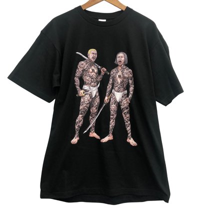 極美品◆魁組 サキガケグミ 半袖Tシャツ ダウンタウン メンズ サイズXL ブラック 【AFB11】