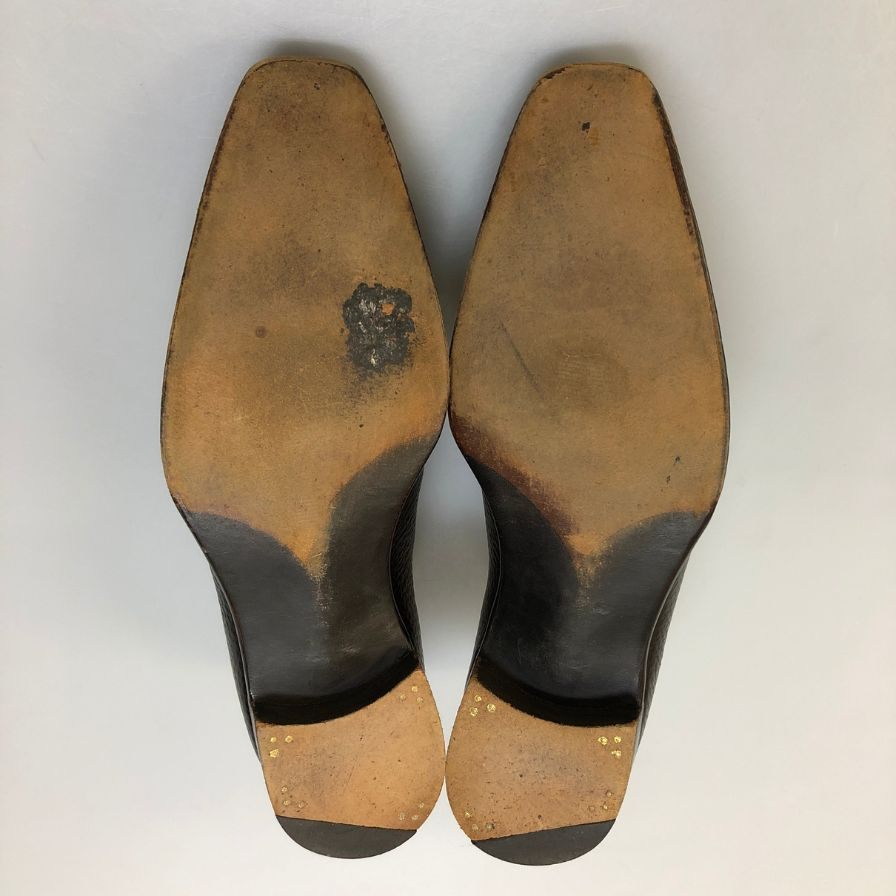 ガジアーノ&ガーリング レザーシューズ サイドエラスティック メンズ ブラウン サイズ8.5 GAZIANO&GIRLING 約27.0cm【AFC30】