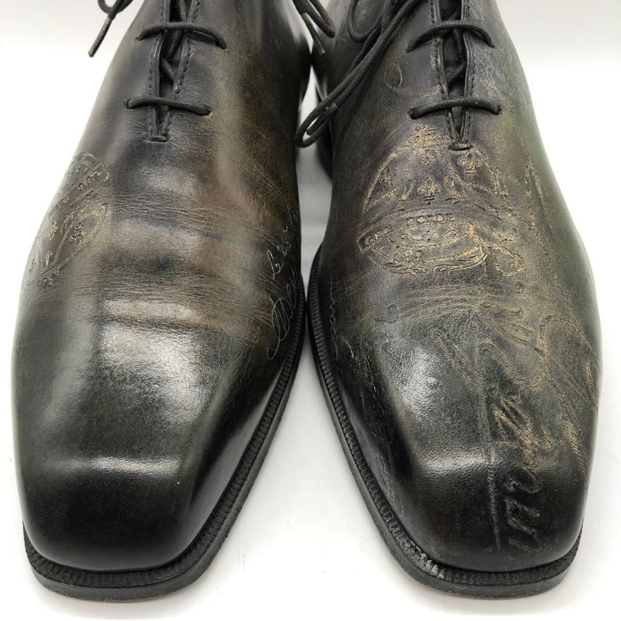 ベルルッティ レザーシューズ ホールカット カリグラフィ パティーヌ メンズ グリーン系 サイズUK6 Berluti 約25.0cm【PTM3】