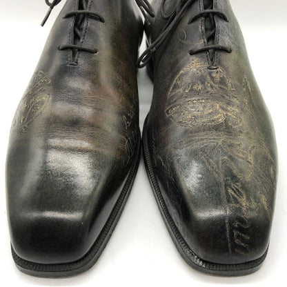 ベルルッティ レザーシューズ ホールカット カリグラフィ パティーヌ メンズ グリーン系 サイズUK6 Berluti 約25.0cm【PTM3】