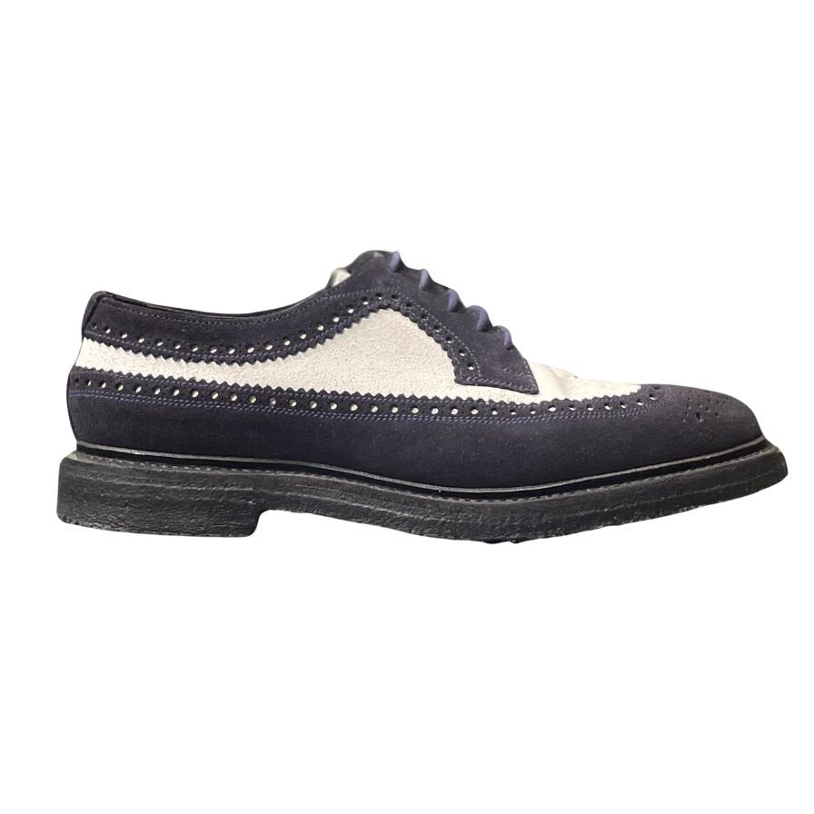 クロケット&ジョーンズ レザーシューズ フルブローグ チェビオット スエード ブラック ホワイト サイズ6E メンズ  CROCKETT&JONES CHEVIOT ビジネスシューズ 約25.0cm【LA】【中古】