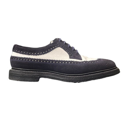クロケット&ジョーンズ レザーシューズ フルブローグ チェビオット スエード ブラック ホワイト サイズ6E メンズ  CROCKETT&JONES CHEVIOT ビジネスシューズ 約25.0cm【LA】【中古】