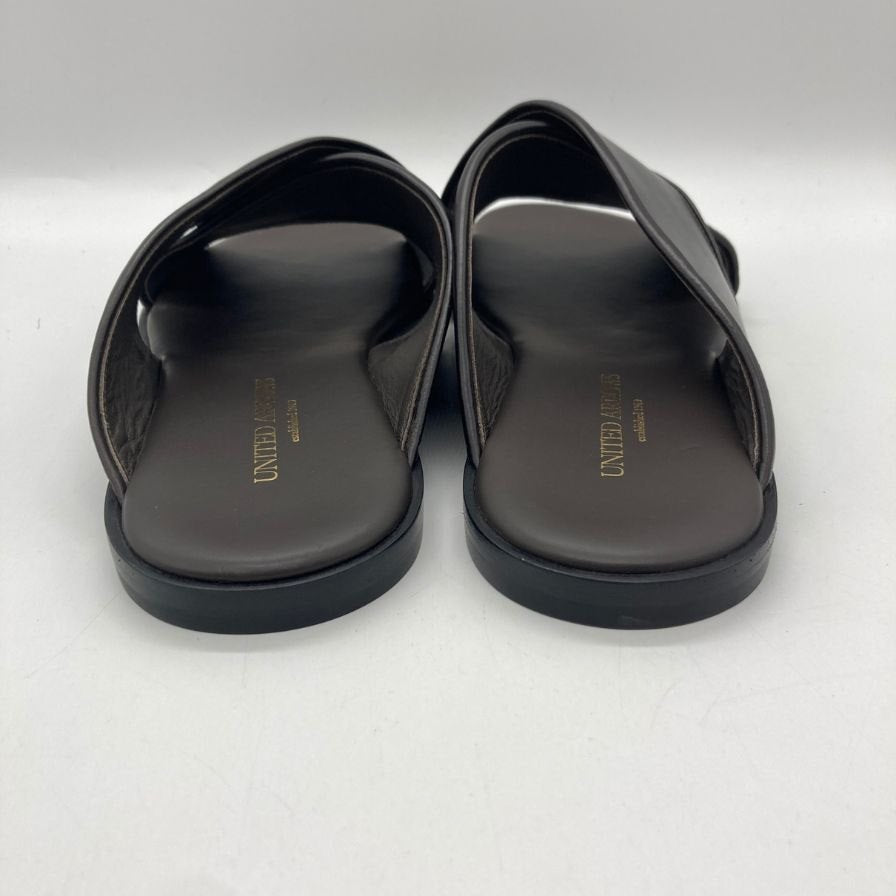 ユナイテッドアローズ レザーサンダル クロスストラップ ブラック サイズ41 メンズ UNITED ARROWS 約26.0cm【YB1】