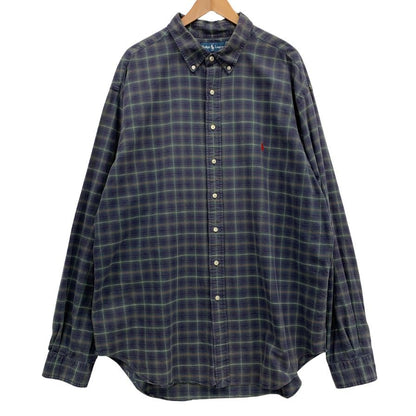 美品◆ラルフローレン 90S チェックシャツ パープル系 メンズ サイズ2XL RALPH LAUREN 【AFB10】