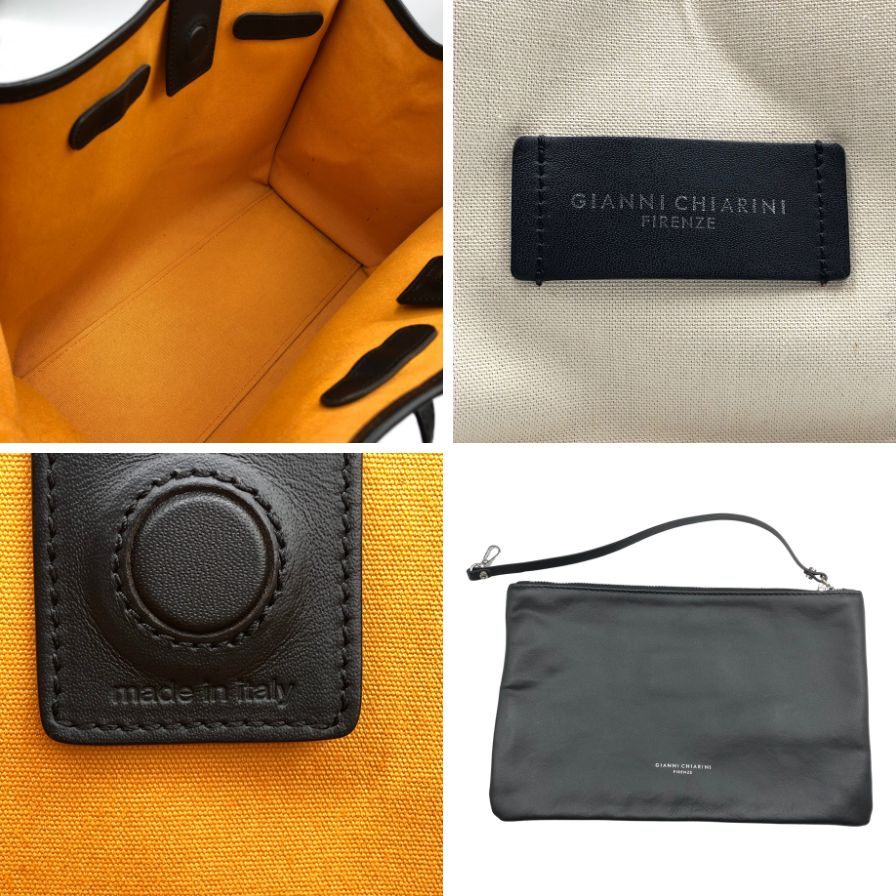 ジャンニキアリーニ トートバッグ マルチェッラM キャンバス×レザー アイボリー レディース GIANNI CHIARINI【AFE4】