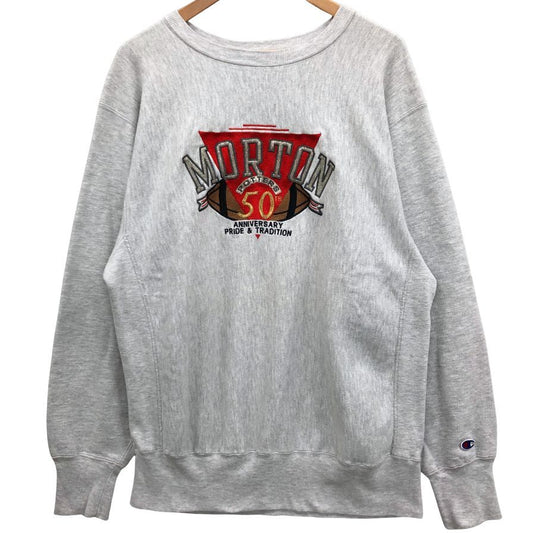 美品◆チャンピオン リバースウィーブ スウェット MORTON 50周年アニバーサリー メンズ サイズXL グレー champion REVERSE WEAVE 【AFB32】