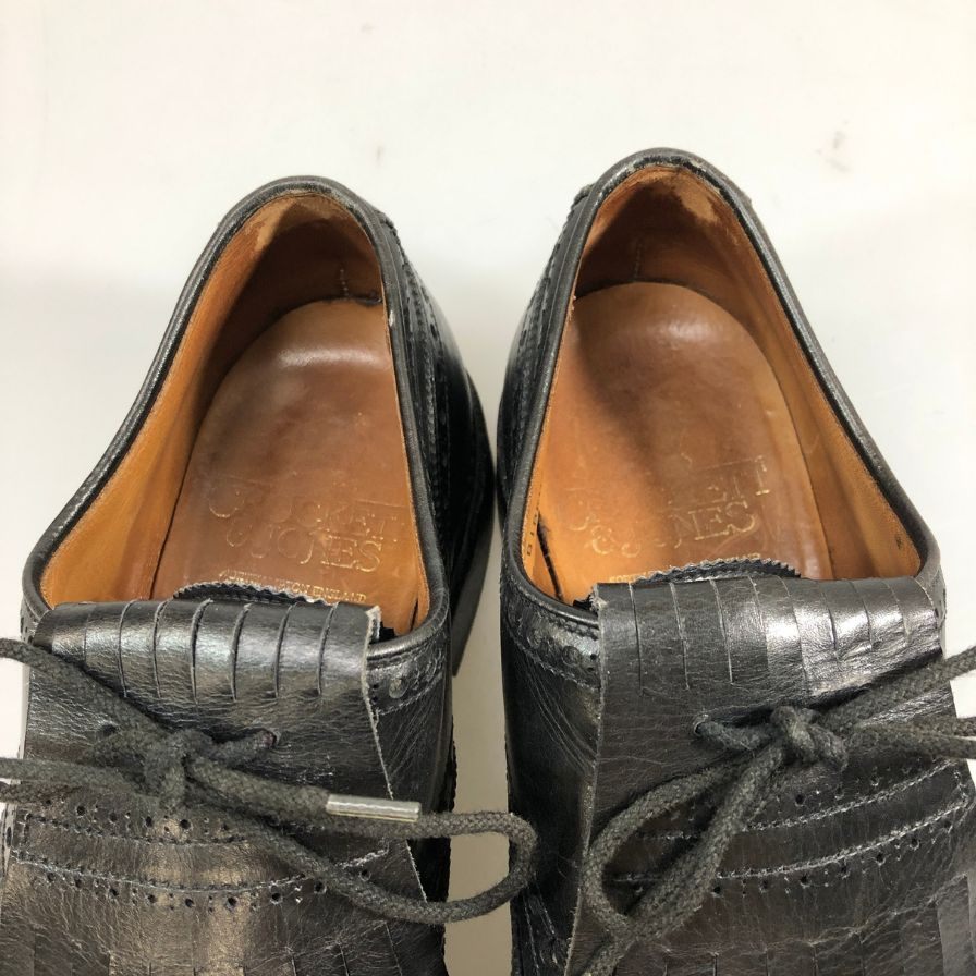 クロケット＆ジョーンズ ゴルフシューズ バークデール ウィングチップ キルト付き ブラック メンズ サイズ7E Crockett&Jones BIRKDALE 約25.5cm【AFC5】