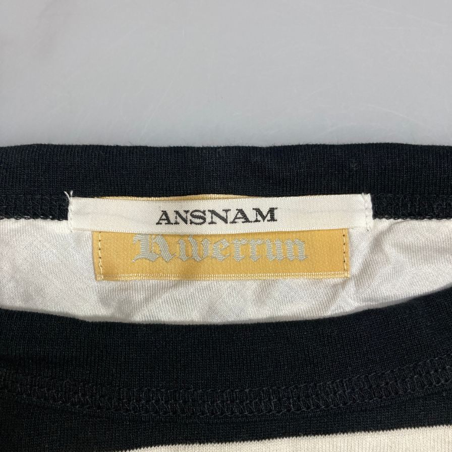 極美品◆アンスナム ボーダーＴシャツ バスクシャツ ブラックホワイト メンズ サイズ 3 ANSNAM 【AFB17】