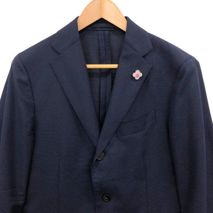 美品◆ラルディーニ テーラードジャケット 段返り3B サマーウール ネイビー メンズ サイズ46 LARDINI 【AFB26】