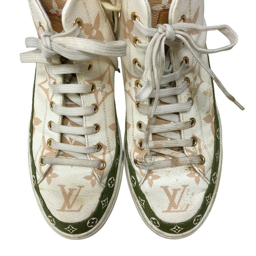 ルイヴィトン スニーカー 1A58C ハイカット ビッグモノグラム  サイドジップ ホワイト サイズ36.5 レディース LOUIS VUITTON 約23.0cm【AFC41】