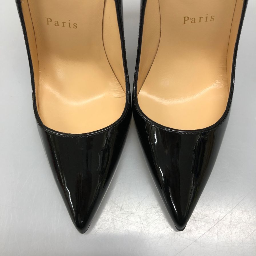 クリスチャン ルブタン パンプス パテントレザー ソーケイト ポインテッドトゥ ブラック レディース サイズ34 Christian Louboutin 約20.5cm【AFD15-2】
