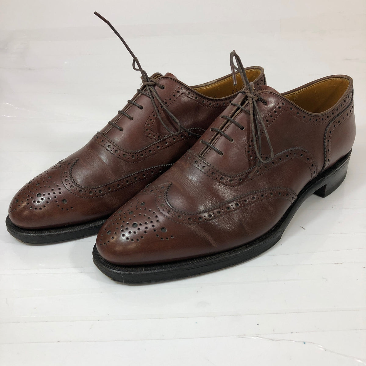 ジョンストン＆マーフィー レザーシューズ ウイングチップ メンズ サイズ8.5 ブラウン JOHNSTON & MURPHY 約26.5cm【AFC1】