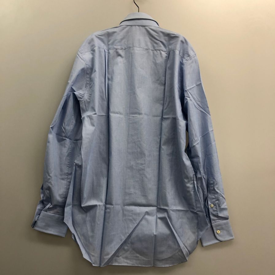 新品同様◆エルメネジルドゼニア 長袖ドレスシャツ ブルー サイズ39/15.5 Ermenegildo Zegna 【AFB34】